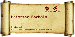 Meiszter Borbála névjegykártya